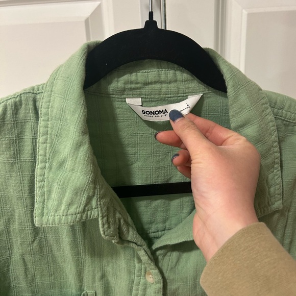 Green Button Down - Picture 3 of 5